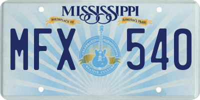 MS license plate MFX540