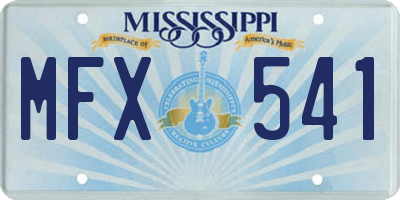 MS license plate MFX541