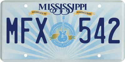 MS license plate MFX542