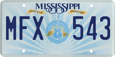 MS license plate MFX543