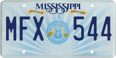MS license plate MFX544