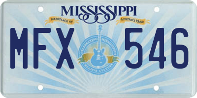 MS license plate MFX546