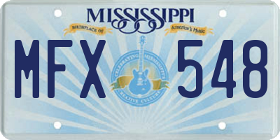 MS license plate MFX548
