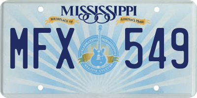 MS license plate MFX549