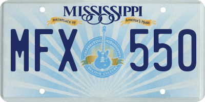 MS license plate MFX550