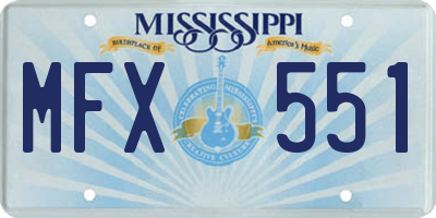 MS license plate MFX551