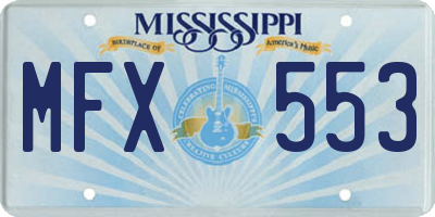 MS license plate MFX553