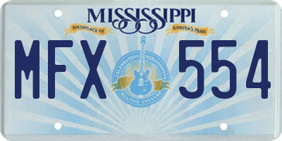 MS license plate MFX554