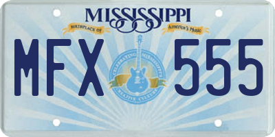 MS license plate MFX555