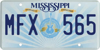 MS license plate MFX565