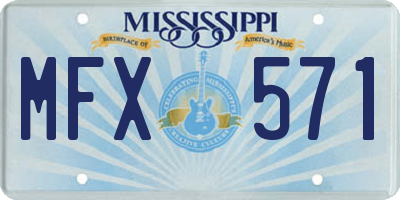 MS license plate MFX571