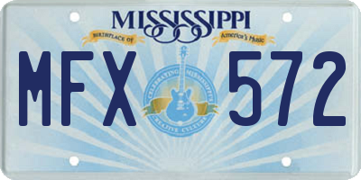 MS license plate MFX572
