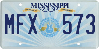 MS license plate MFX573