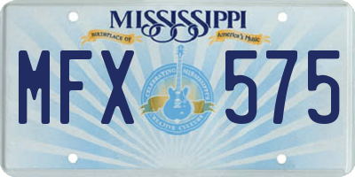 MS license plate MFX575