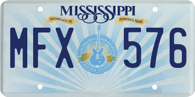 MS license plate MFX576