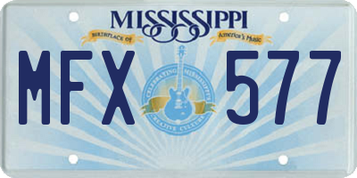 MS license plate MFX577