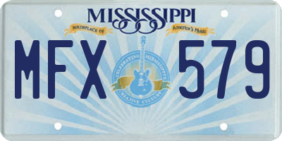 MS license plate MFX579