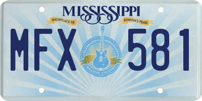 MS license plate MFX581