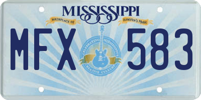 MS license plate MFX583