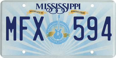 MS license plate MFX594