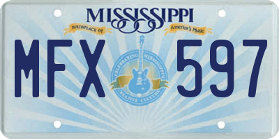 MS license plate MFX597