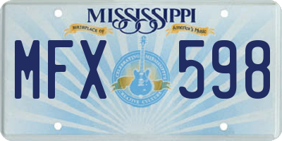MS license plate MFX598