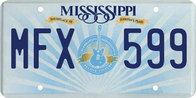 MS license plate MFX599