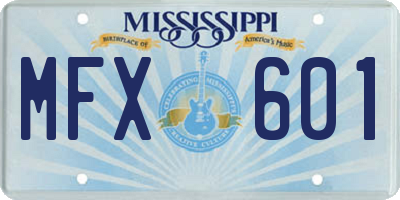 MS license plate MFX601