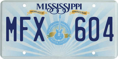 MS license plate MFX604