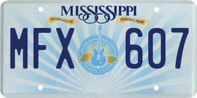 MS license plate MFX607