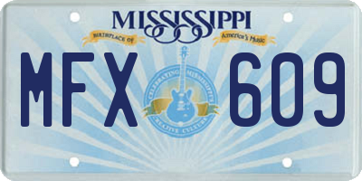 MS license plate MFX609