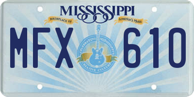 MS license plate MFX610