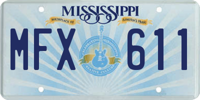 MS license plate MFX611