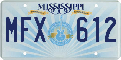 MS license plate MFX612