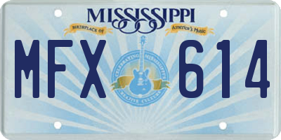 MS license plate MFX614