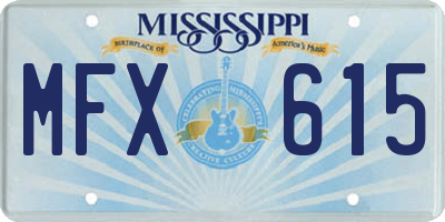MS license plate MFX615