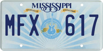 MS license plate MFX617