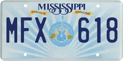 MS license plate MFX618