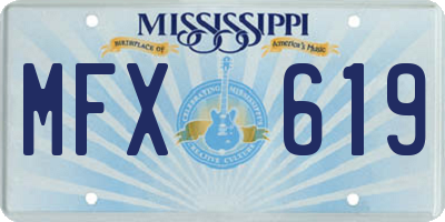 MS license plate MFX619