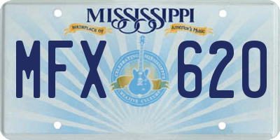 MS license plate MFX620