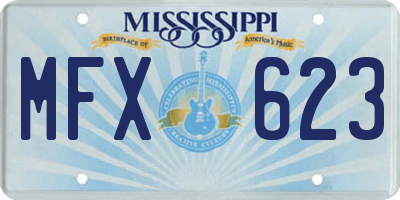 MS license plate MFX623
