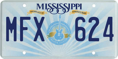 MS license plate MFX624