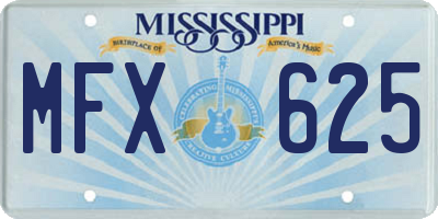 MS license plate MFX625