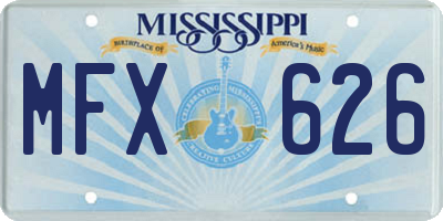 MS license plate MFX626