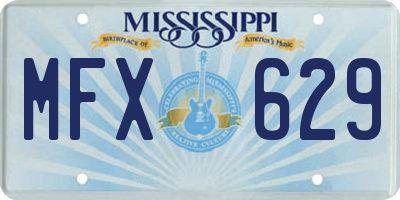 MS license plate MFX629