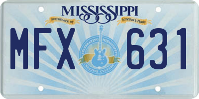 MS license plate MFX631