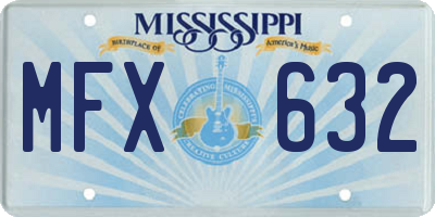 MS license plate MFX632