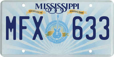 MS license plate MFX633