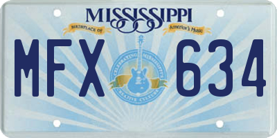 MS license plate MFX634
