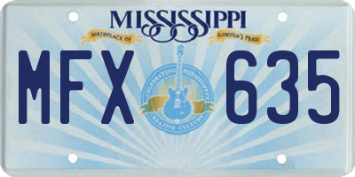 MS license plate MFX635